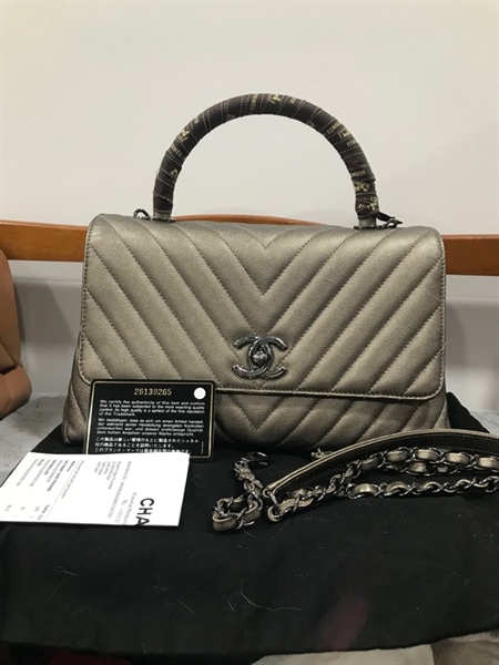 Túi Chanel Coco xám quai quấn trúc KG+