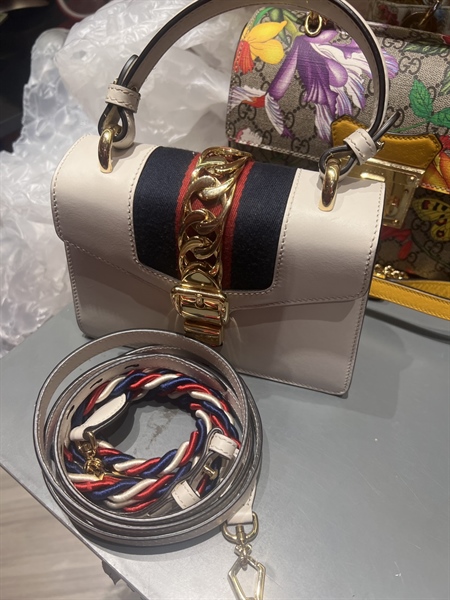 Túi GG màu trắng quai đan dây 3 màu +
