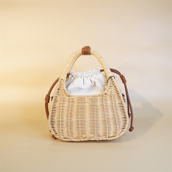 Túi Zara mây đan màu vàng KG+