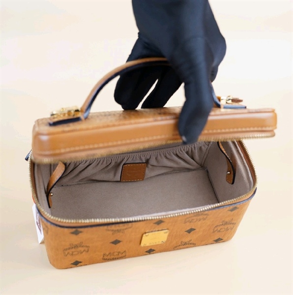 Túi hộp MCM trụ đứng màu nâu KG+