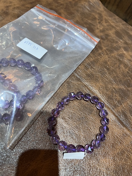 Vòng tay thạch anh tím kim cương 5 li +