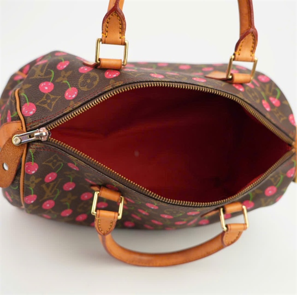 Túi LV đen in hình trái cherry size 25 ++