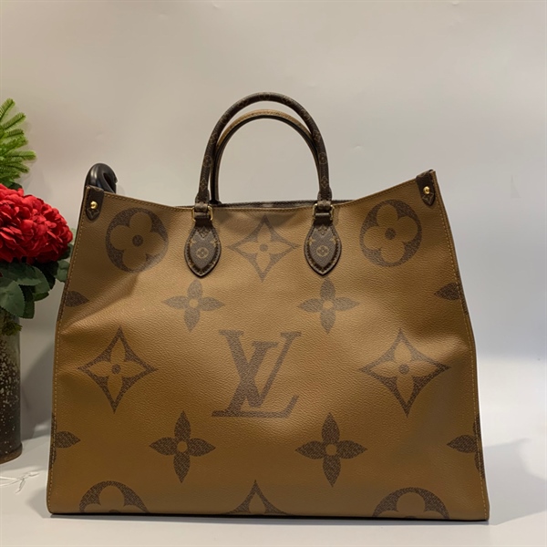 Túi LV nâu hoa văn to