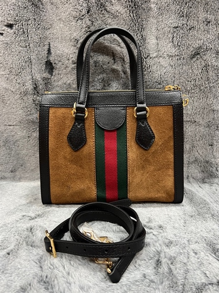 Túi Gucci nhung nâu viền đen +