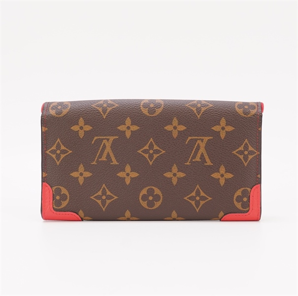 Ví LV hoạ tiết hoa nâu viền đỏ size 18cm +
