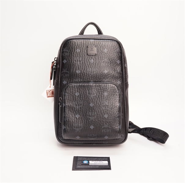 Balo MCM xanh đen ngang sz 20cm TB+