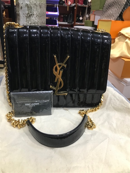 Túi xách YSL đen bóng 25cm KG+