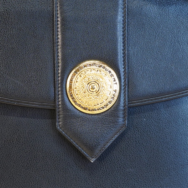 Túi xách YSL đen chốt khóa vàng tròn KG+