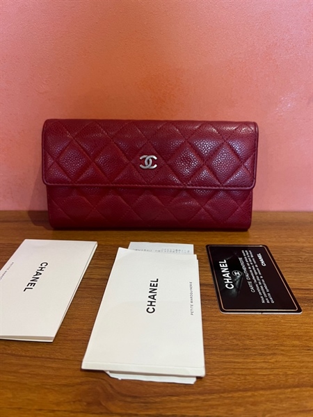 Ví Chanel màu đỏ nắp gập +