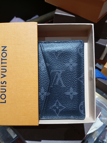 Ví LV gập 2 hoa xanh đen +