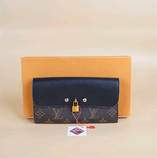 Ví dài LV hoa nâu nắp đen +