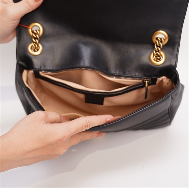 Túi GG marmont đen khóa vàng 26cm TB+