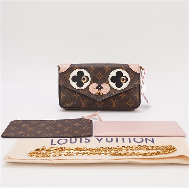 Túi LV hoa nâu gắn hoa nút V size 20cm +