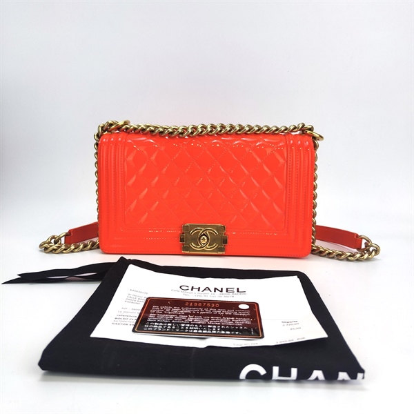 Túi Chanel màu cam huỳnh quang (21967530) sz25 KG+