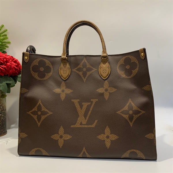 Túi LV nâu hoa văn to