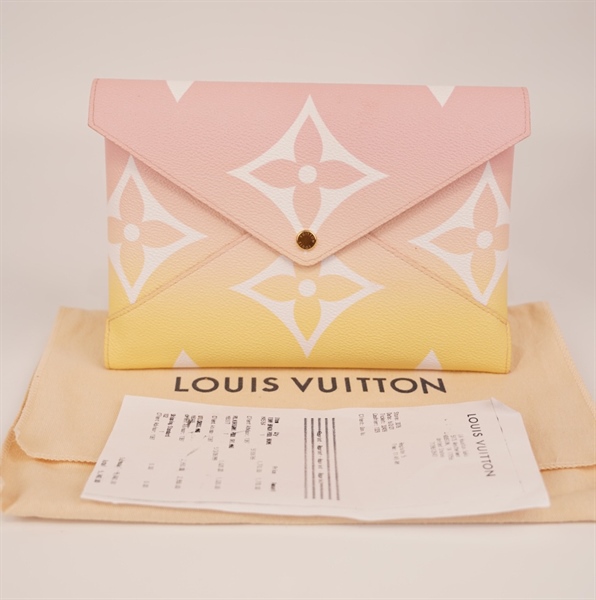 Túi LV clutch hồng vàng+