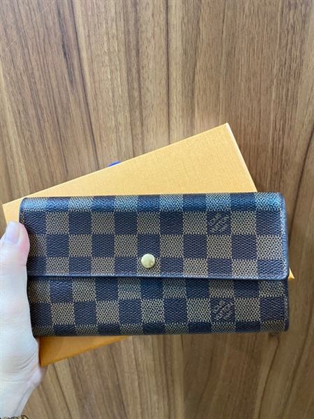 Ví Dài LV Ô Vuông Nâu Vàng+