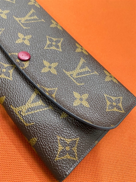 Ví LV Dài Nút Đỏ HOa Nâu+