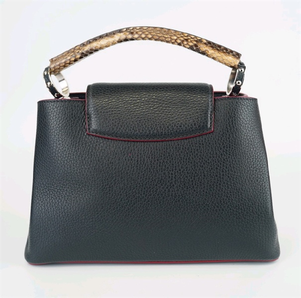 Túi LV capu đen quai trăn lòng hồng+