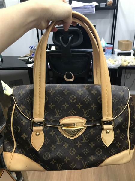 Túi LV Hoa Nâu Quai Vàng+