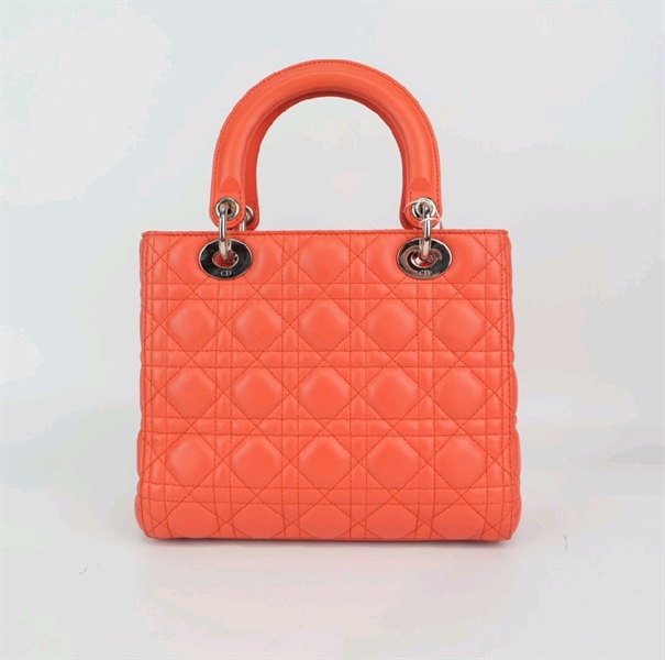 Túi Dior lady sz M màu hồng cam KG+