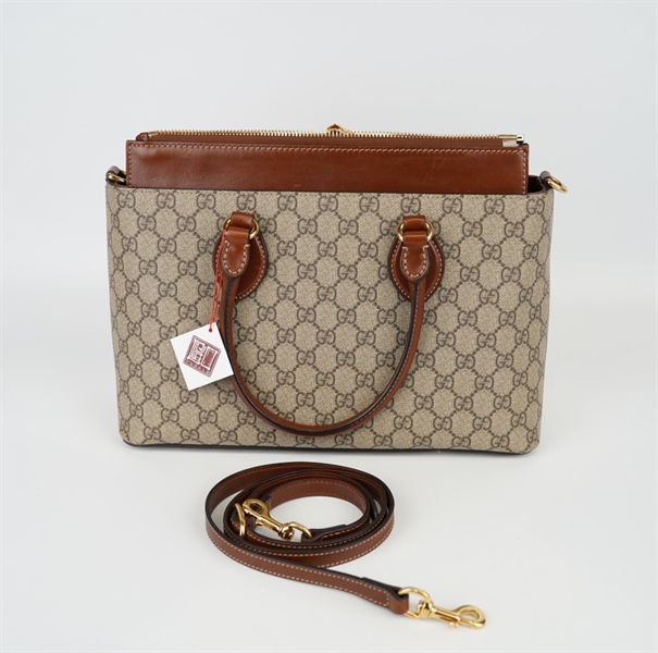 Túi GG viền da nâu +