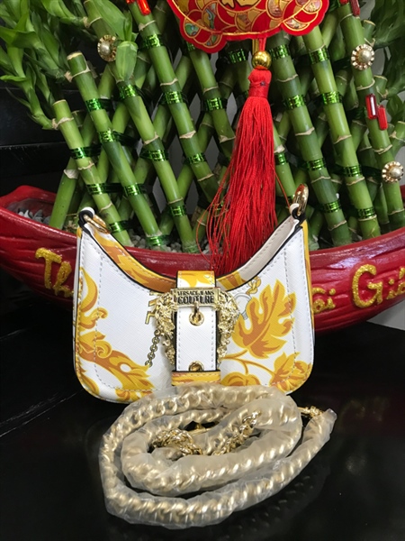 Túi VERSACE Nhỏ Trắng Lá Vàng KG+