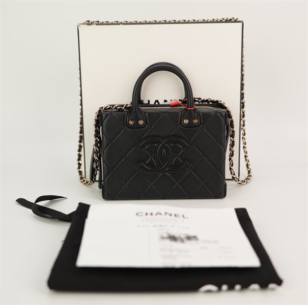 Túi Chanel Vanity đen sz15 KG+