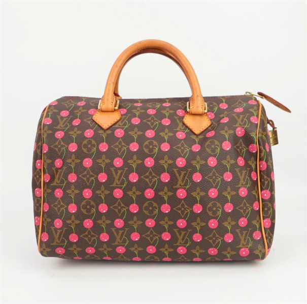 Túi LV đen in hình trái cherry size 25 ++