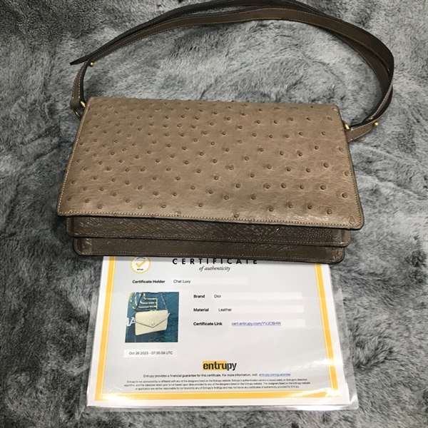 Túi xách Dior xám nâu hạt nổi KG+