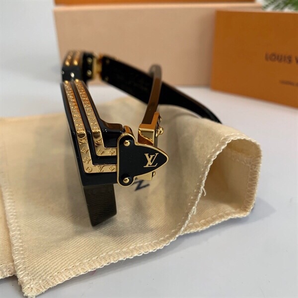 Kính LV đen gọng viền vàng+