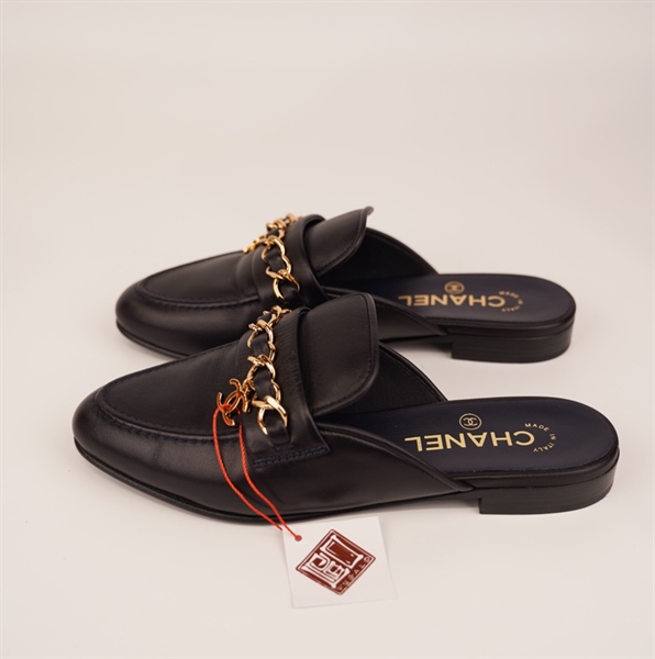 Dép Chanel quai vàng+