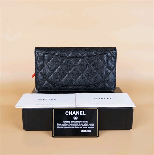 Ví Chanel đen gập 2 lòng tím +