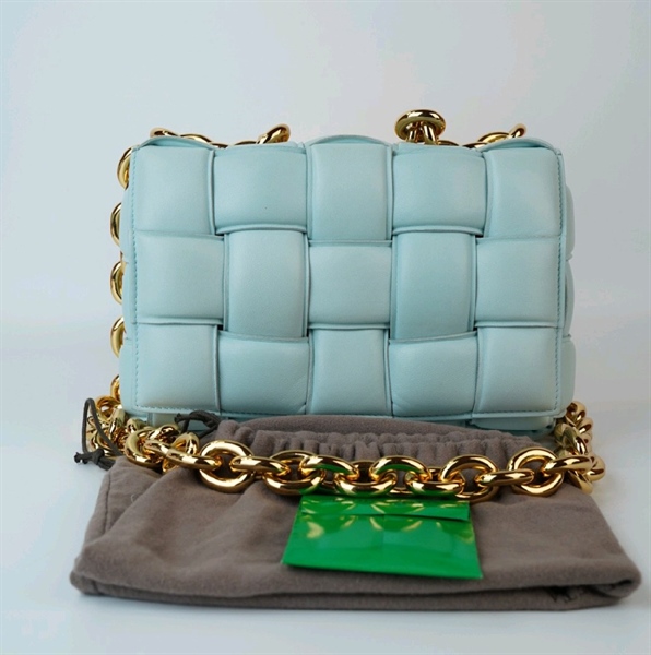 Túi Bottega Veneta xanh dây xích KG+