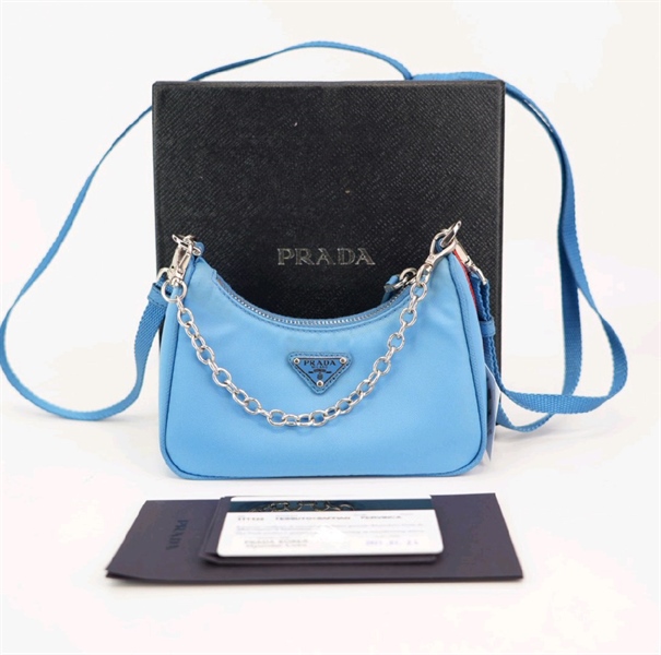 Túi Prada xanh dương nhạt KG+