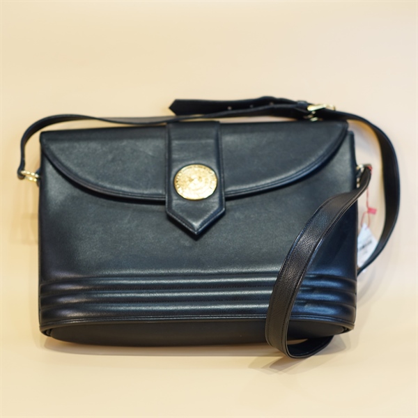 Túi xách YSL đen chốt khóa vàng tròn KG+