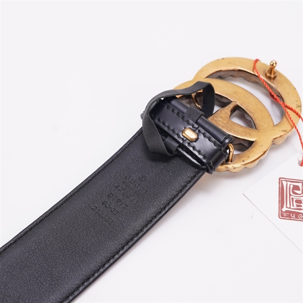 Thắt lưng GG đen mặt khóa đá đa sắc +