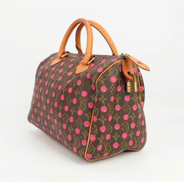 Túi LV đen in hình trái cherry size 25 ++