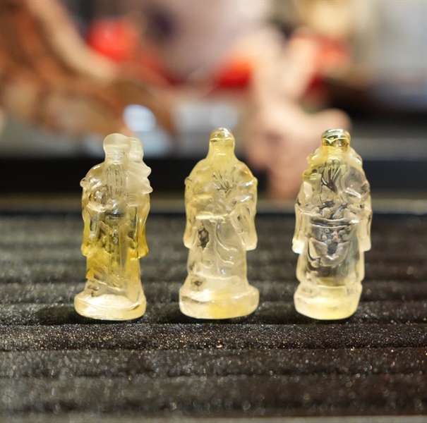 Bộ tam vị đa Phúc Lộc Thọ thạch anh vàng +