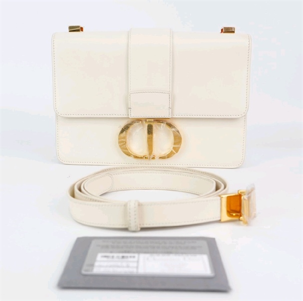 Túi Dior chữ nhật trắng khóa vàng sz 23cm KG+