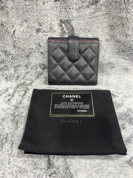 Ví chanel ngắn ô vuông nút bấm+