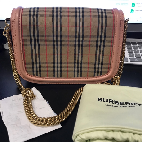 Túi Buberry sọc hồng +