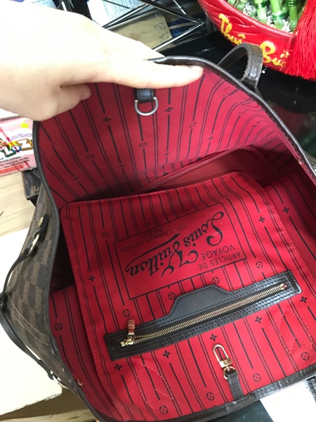 Túi Neverfull LV Ô Vuông Nâu Vàng+