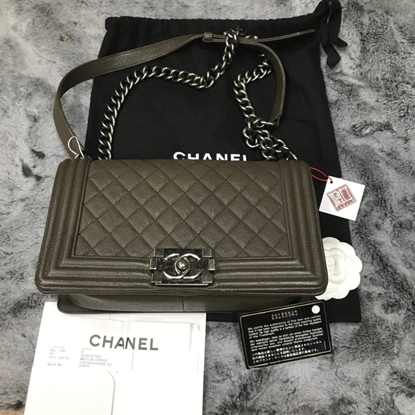 Túi Chanel Boy xanh rêu KG+