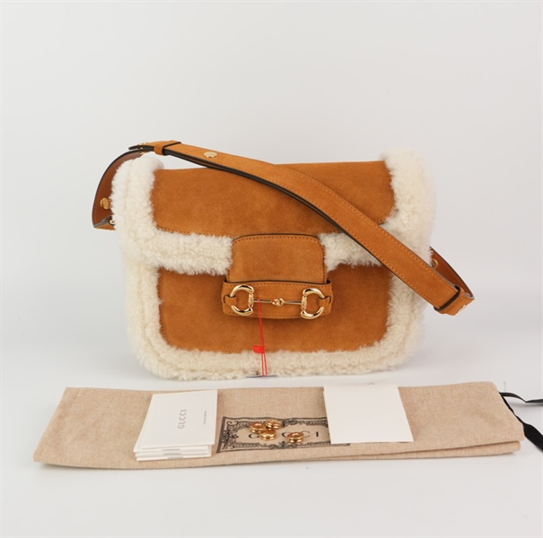 Túi GG 1955 màu vàng viền lông (602204486628) HC +