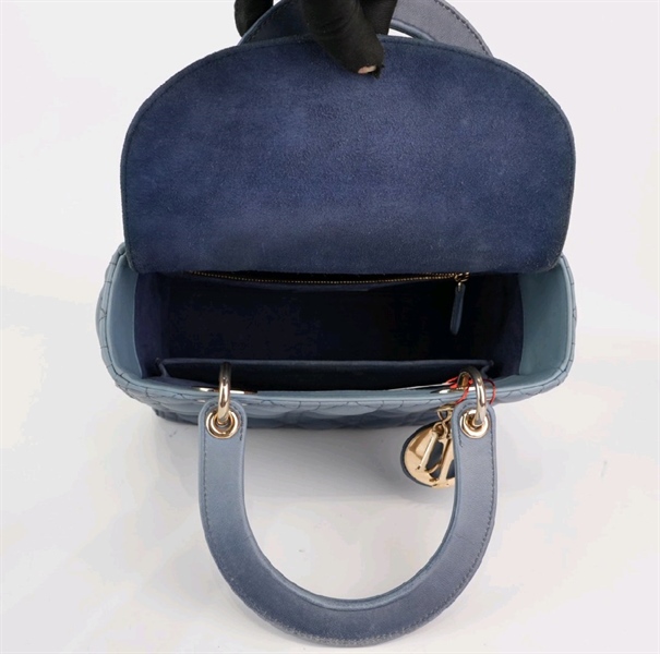 Túi Dior Lady sz M màu xanh ombre KG+