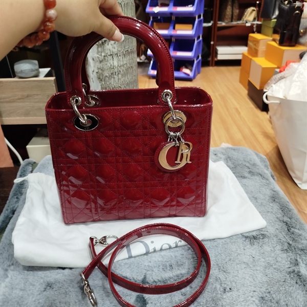 Túi Dior Lady đỏ đô bóng +