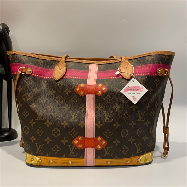 Túi LV Neverfull hoa nâu +