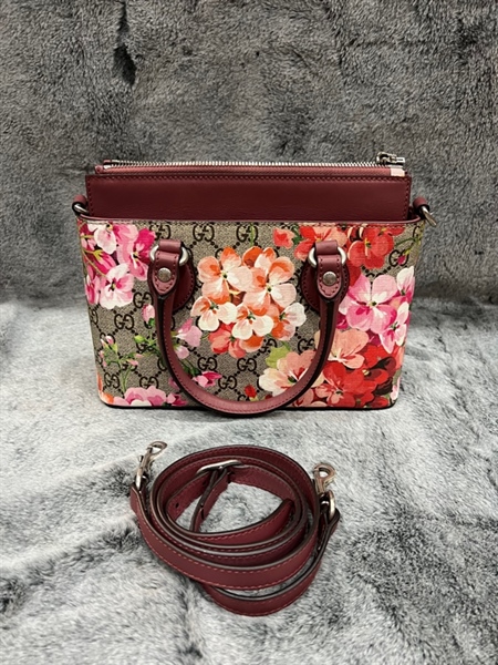 Túi Gucci hoa hồng viền trên nâu gạch +