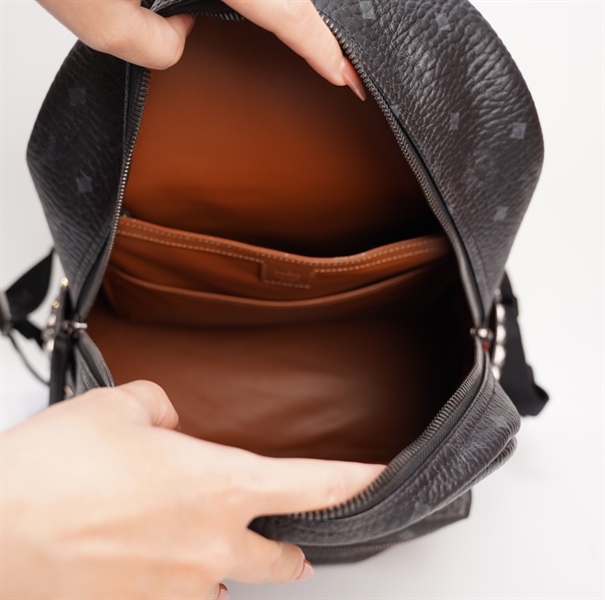 Balo MCM xanh đen ngang sz 24cm TB+